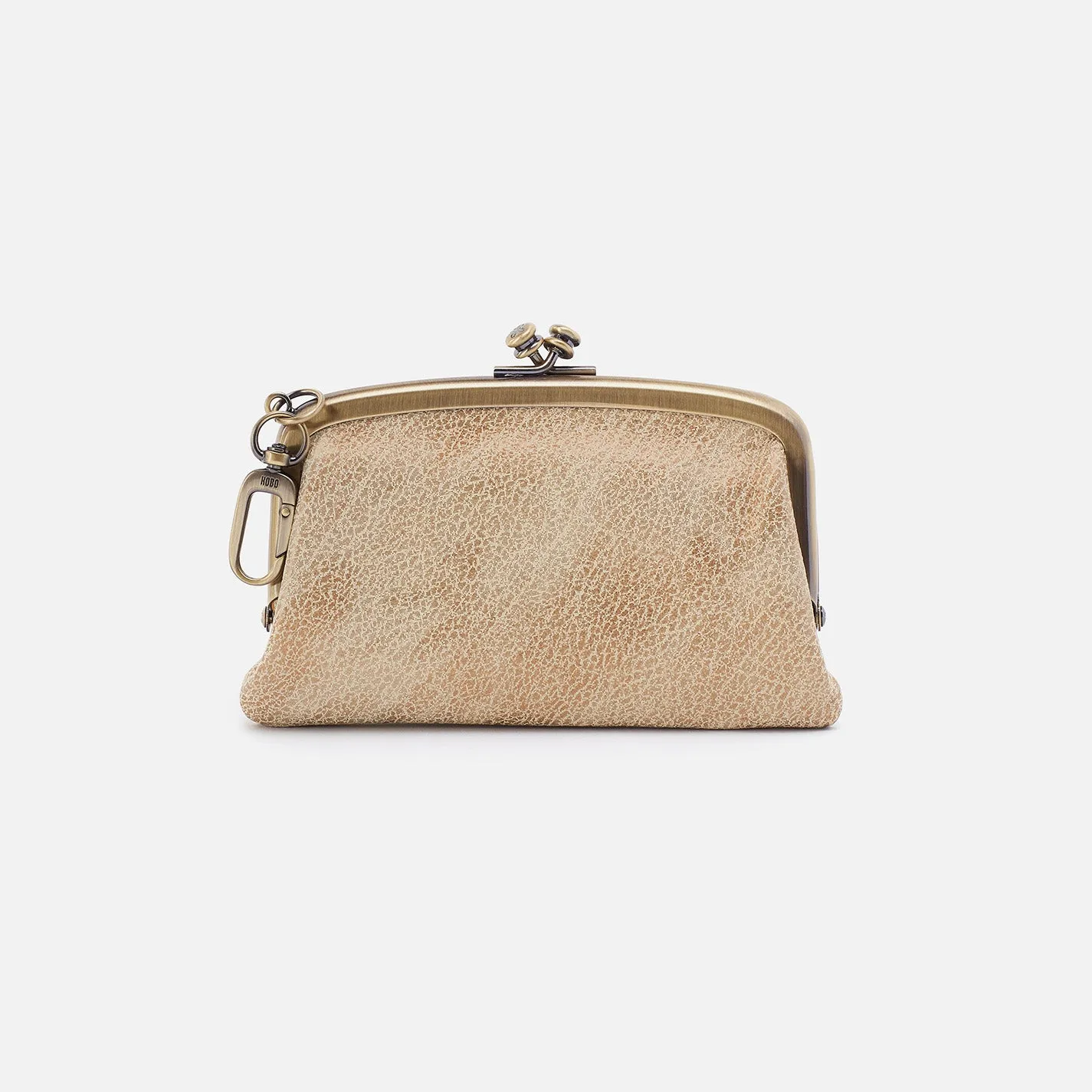 Cheer Frame Pouch In Metallic Leather - Gold Leaf