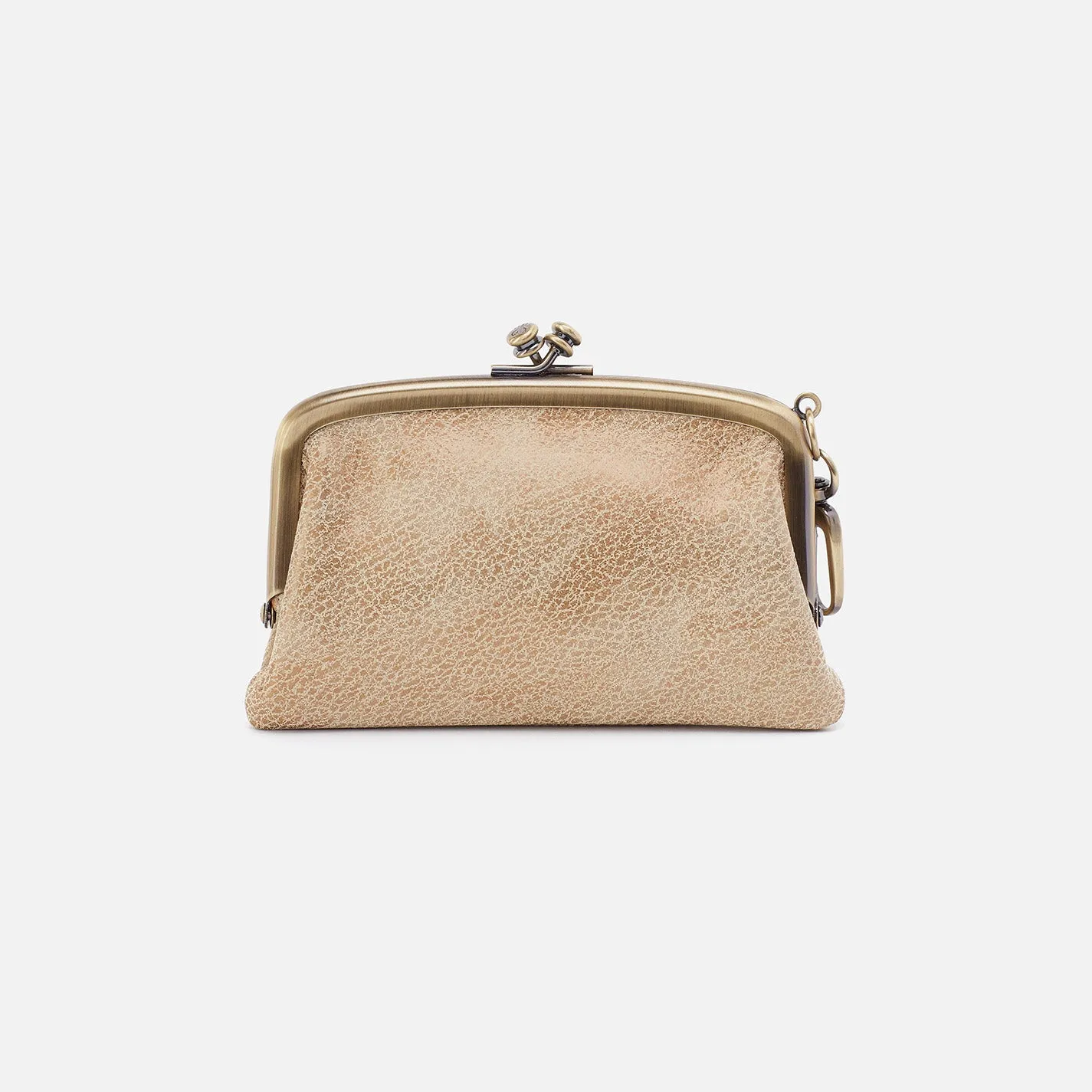 Cheer Frame Pouch In Metallic Leather - Gold Leaf