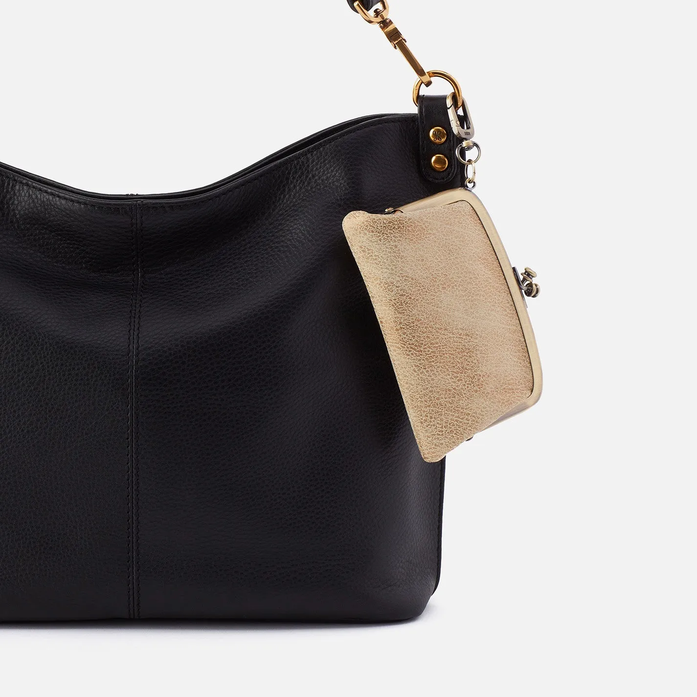 Cheer Frame Pouch In Metallic Leather - Gold Leaf