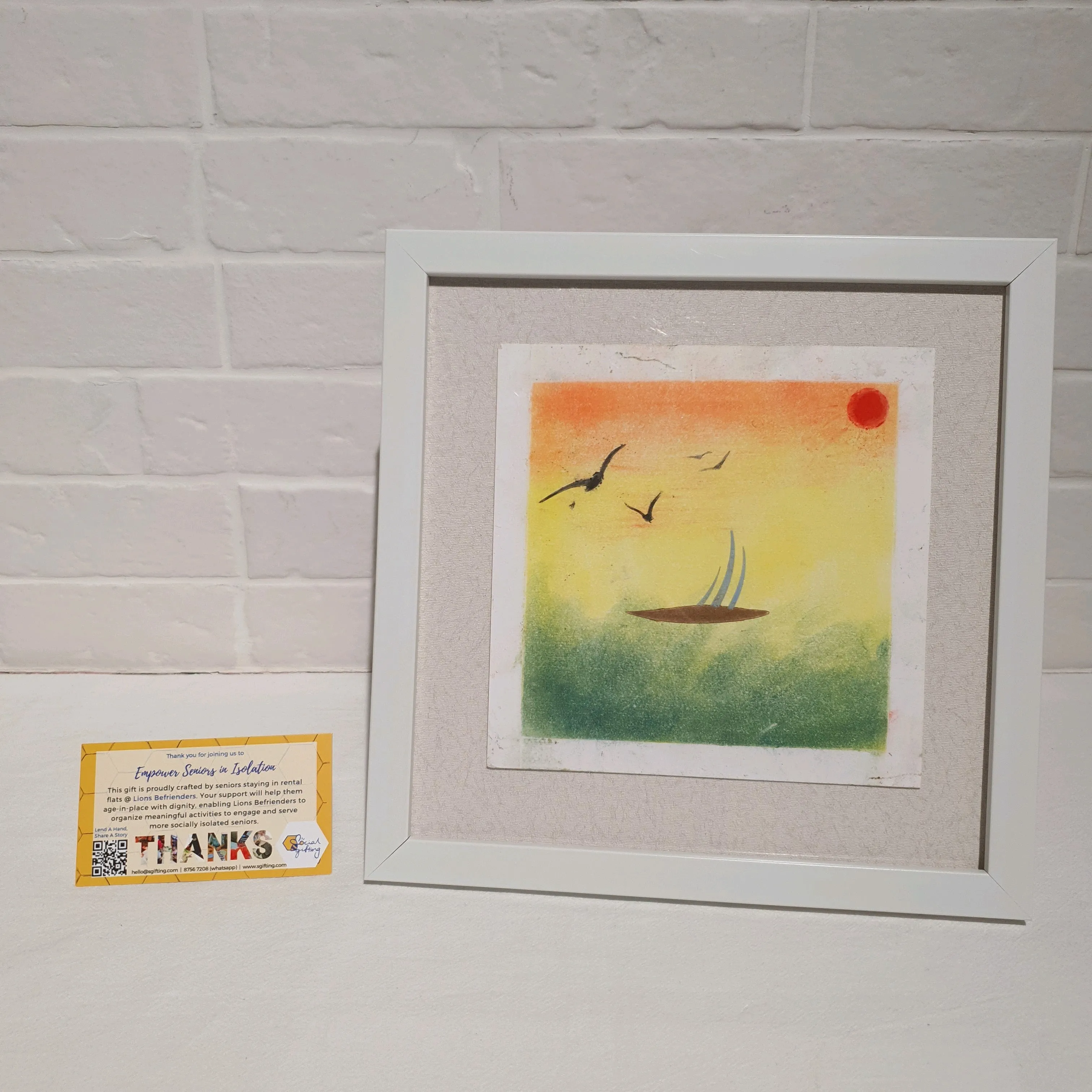 Watercolour painting with frame